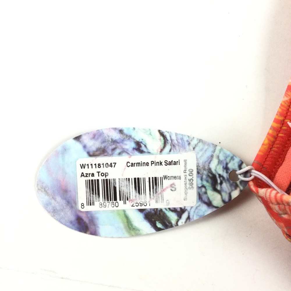 PRANA NWT Azra High Neck Bikini Top Pink Zebra Safari Print Small - Picture 5 of 9